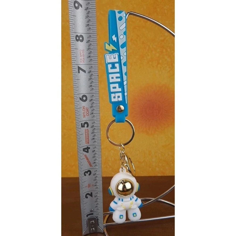 Space‎ Astronaut Keychain Backpack Clip PVC Gold Reflective Face Yellow And Blue